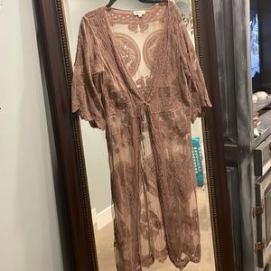 Brown lace long kimono - size Medium